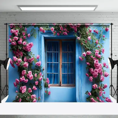 Aperturee Pink Flowers Window Fine Art Photography Backdrop