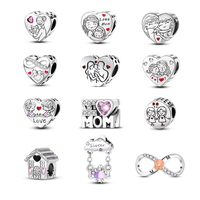 MULA 925 Sterling Silver and Silver Plated Family and Friendship Beads | Heart and Infinity Symbol with Zirconia | Fits Pando...