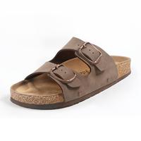 FITORY Womens Flat Sandals with Cork Footbed, Open Toe Slides Adjustable Slip On Outdoors Slippers for Summer Size 6-11