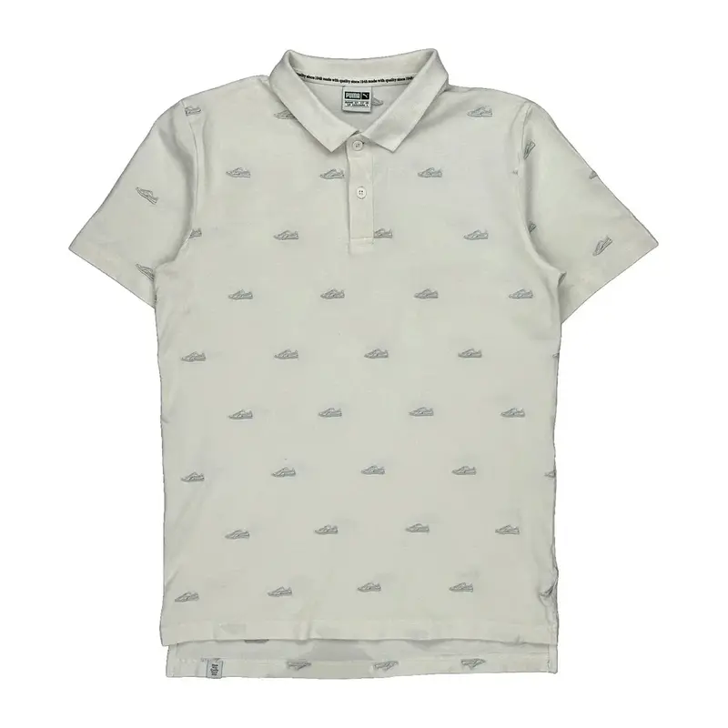 Puma Graphic Polo Shirt - Small White Cotton