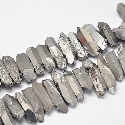 Electroplated  Natural Quartz Crystal Beads Strands