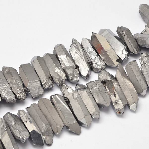 Electroplated  Natural Quartz Crystal Beads Strands