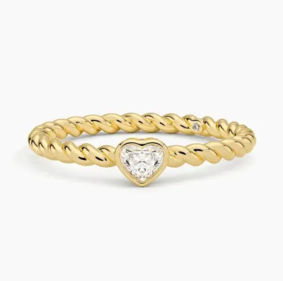 10K Gold 0.5 to 3 CT Heart Cut Lab Created Diamond Engagement Rope Band D Color VVS-VS Clarity IGI Certified