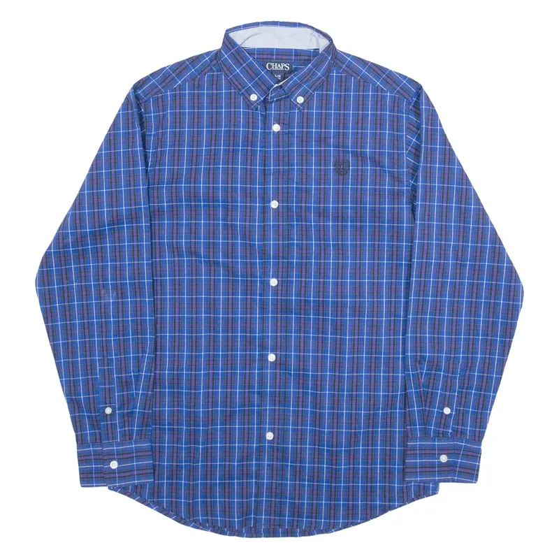 CHAPS Shirt Blue Check Long Sleeve Boys L