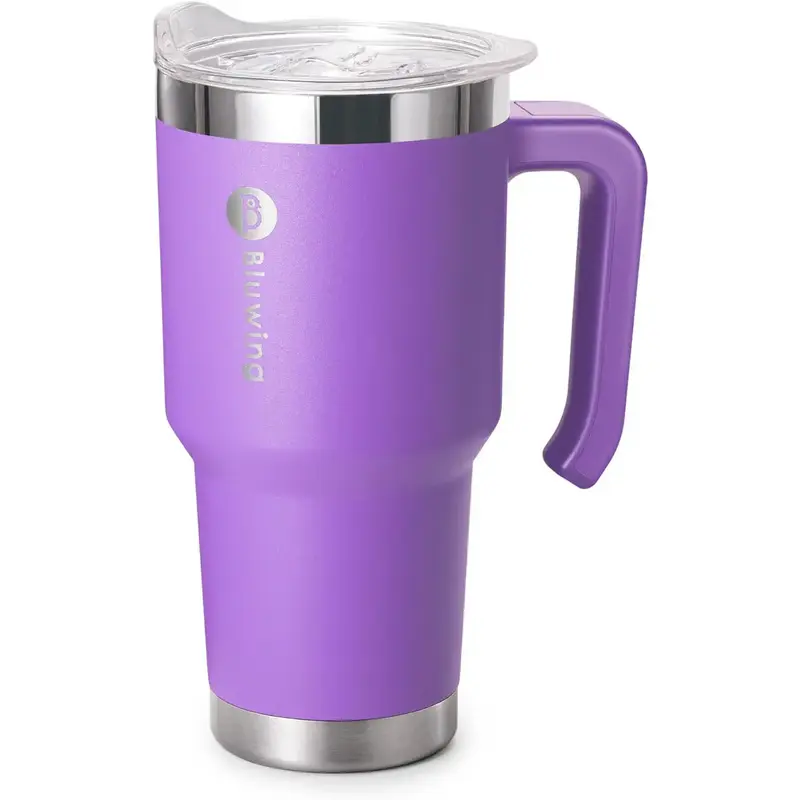 Bluwing 30 oz Tumbler with Handle-Travel Coffee Mug with Spill Proof Lid, Double Wall Vacuum Insulated Tumbler Cups for Women...