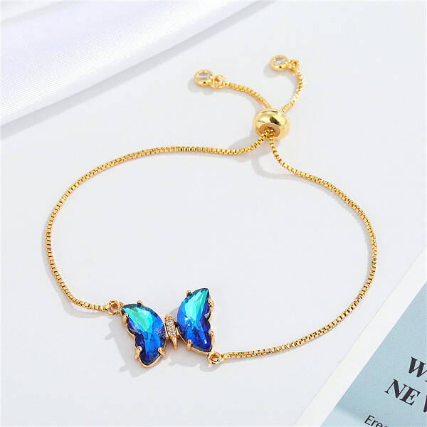 European Jewelry Simple and Elegant Crystal Butterfly Bracelet Adjustable Bracelet for Women