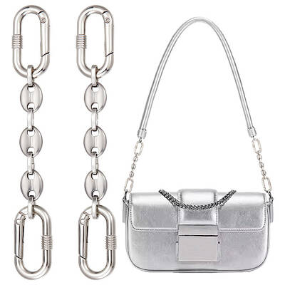 2Pcs 304 Stainless Steel Oval Link Bag Extender Chains