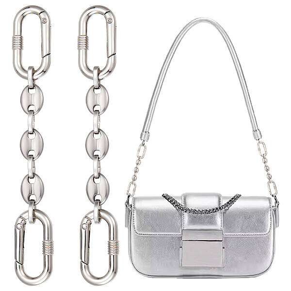 2Pcs 304 Stainless Steel Oval Link Bag Extender Chains