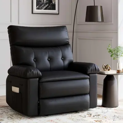 Garvee Oversized Wide Massage Recliner Chair, PU Leather Large Manual Recliner for Adults, Ultimate Comfort Lazy Boy with 1.5...