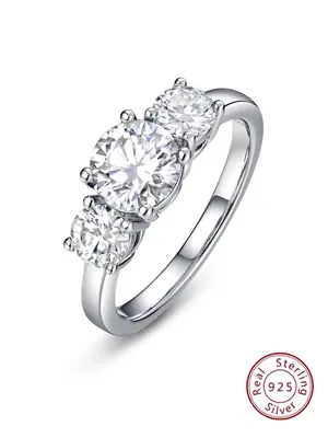 S925 Sterling Silver Moissanite Decorated Ring, Exquisite Light Luxurious Ring, Fashion Jewelry Accessories for Women & Girls