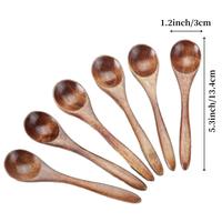 6PCS 5.3inch/13.4cm Wooden Spoons Set Eating Wooden Honey Spoons for Tea, Wooden Teaspoons for Stirring Coffee, Small Wooden ...