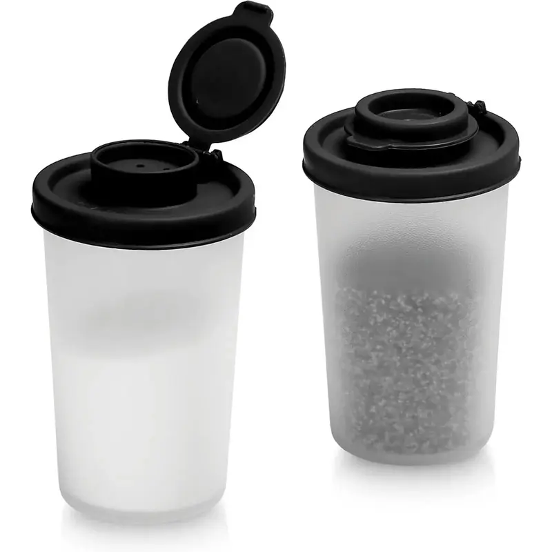 2pcs/set Salt & Pepper Shaker with Moisture Proof Silicone Lid, Small Spice Shaker for Camping Travel Picnic