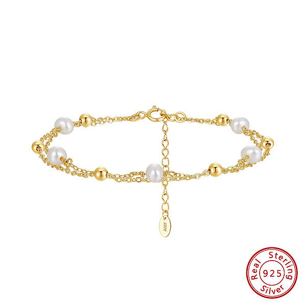 925 Sterling Silver Satellite Chains Double Layer Multi-strand Bracelet