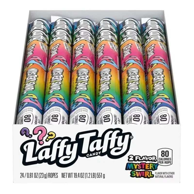 Laffy Taffy Rope Candy, Mystery Swirl, 0.81 Ounce Ropes, 2 Flavor (Pack of 24)