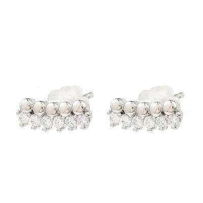 Brass Micro Pave Cubic Zirconia Stud Earrings