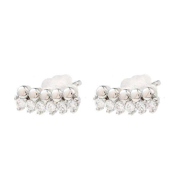 Brass Micro Pave Cubic Zirconia Stud Earrings