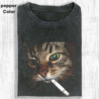 smoking cat T-shirt, cotton cat funny T-shirt, Retro Funny Vintage Tee, Unisex Meme Cringe Funny Dumb Shirt, FUNNY CUTE shirt...