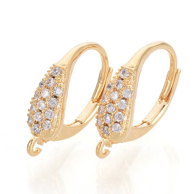 Brass Cubic Zirconia Leverback Earring Findings