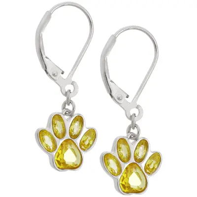 Paw Print Birthstone Dangling Sterling Earrings | Fair Trade - October - 2 Pairs