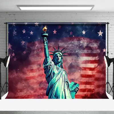 Vintage Usa Flag Statue Independence Day Backdrop - Aperturee