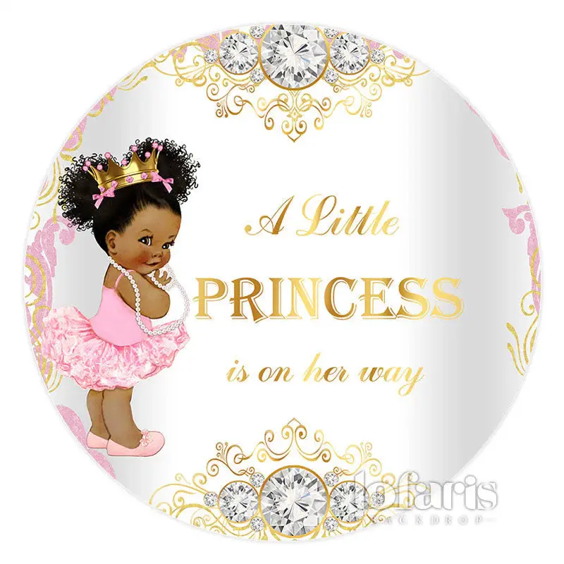 Aperturee Pink White Princess Shiny Round Baby Shower Backdrop | Round Baby Shower Backdrop | Circle Backdrop Baby Shower | B...