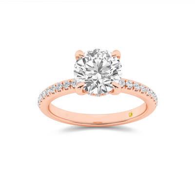 Aurelia Half Coverage Hidden Halo Round Lab Grown Diamond Engagement Ring | 18K Rose Gold 1 7/8 CT. TW.