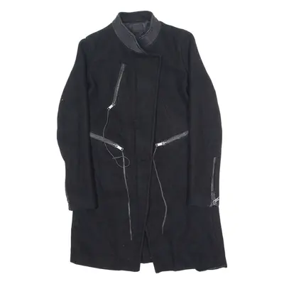DIESEL Womens Overcoat Coat Black Wool XS