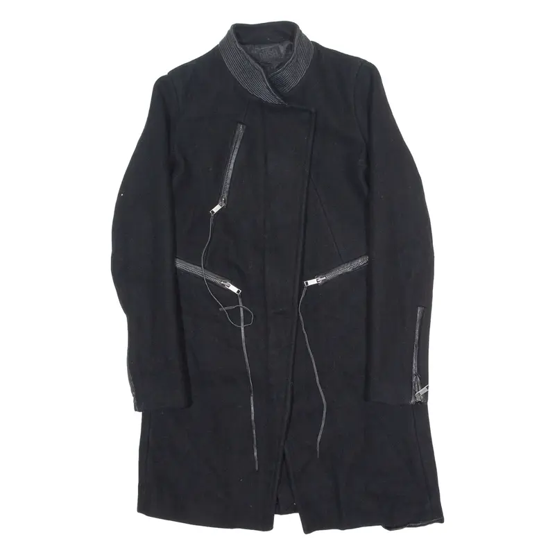 DIESEL Womens Overcoat Coat Black Wool XS