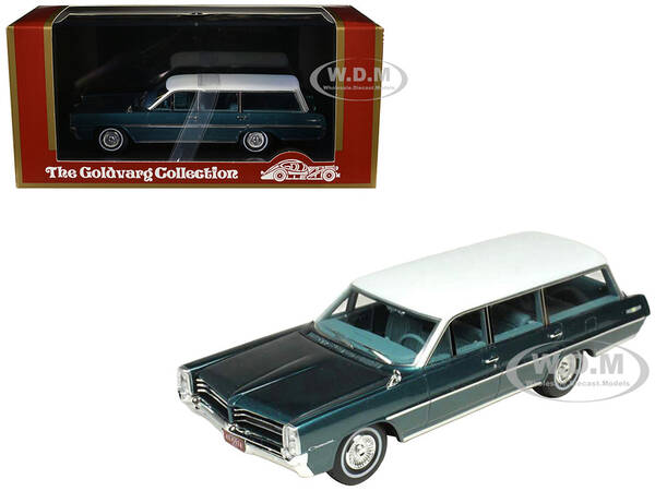 1964 Pontiac Safari Gulfstream Aqua Metallic with White Top and Blue Interior Limited Edition to 200 pieces Worldwide 1/43 Mo...