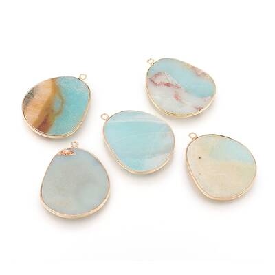 Natural Flower Amazonite Pendants