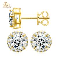 Delzzad S925 D Color Halo VVS Synthetic Moissanite Stud Earrings Jewelry Perfect Birthday Mother’s Day Gift for Men Women W...