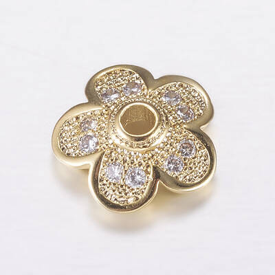 Brass Micro Pave Cubic Zirconia Bead Cap