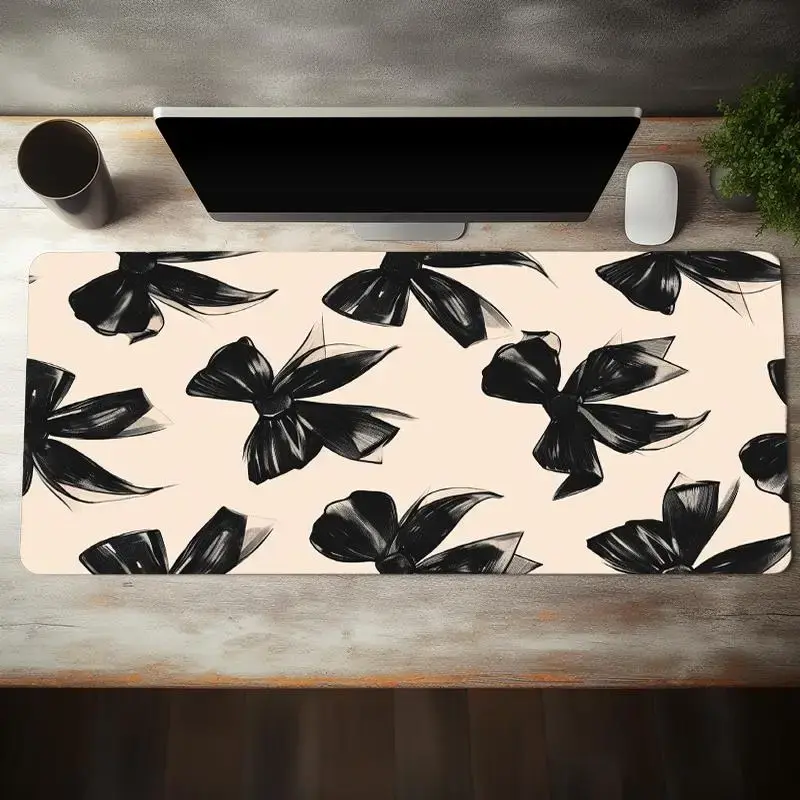 Creative Bowknot Pattern Mouse Pad, 1 Count Rectangular Gaming Mouse Pad, Desktop Keyboard Mat For Home Office