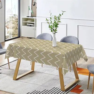 Beige Chevron Pattern Dining Rectangle Tablecloth - Aperturee