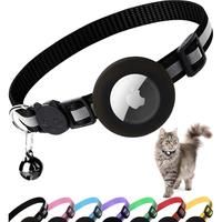 Airtag Cat Collar Breakaway, Reflective Kitten Collar with Apple Air Tag Holder and Bell for Girl Boy Cats, 0.4 Inches in Wid...