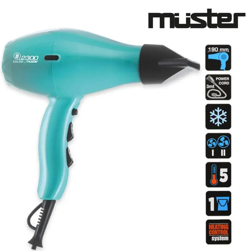 MUSTER COMPACT HAIRDRYER #2300 COLOR TIFFANY BLUE