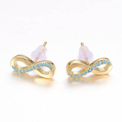 Brass Micro Pave Cubic Zirconia Stud Crawler Earrings