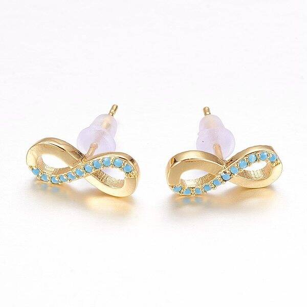 Brass Micro Pave Cubic Zirconia Stud Crawler Earrings