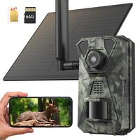 Solar Powered Wireless Trail Camera with 2K Video, 64GB SD CARD UNLIMITED Data Plan,BILUT-IN SIM Card, Motion Activated, NOT ...