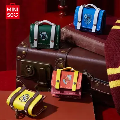 MINISO Harry Potter Inspired College Leather Headphone Case - Gryffindor, Slytherin, Ravenclaw, Hufflepuff, suitable AirPods