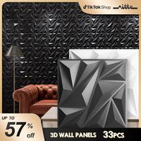 Nitte 33PCS PVC 3D Wall Panels with Tri-Shade Embossed Design 11.8\
