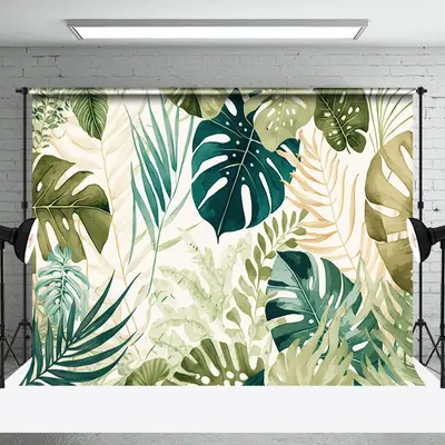 Natural Monstera Spring Backdrop For Photo Booth - Aperturee