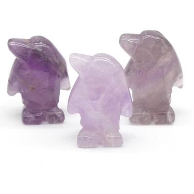 Natural Amethyst Carved Healing Penguin Figurines