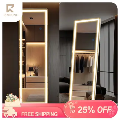 RIMIKING LED Full-Length Mirror, Touch Button Control, Dimmable Brightness, Color Temperature Options,Home Decor, Hd Glass,21...