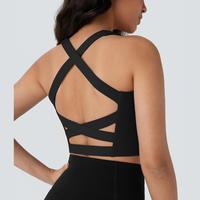 Halara Softlyzero™ Airy Square Neck Backless Crisscross Cropped Cool Touch Yoga Tank Top-UPF50+-D/DD/DDD/F Cups