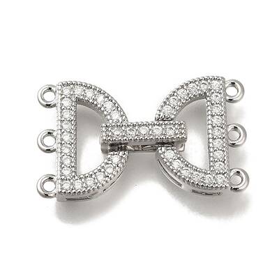 Brass Micro Pave Clear Cubic Zirconia Fold Over Clasps