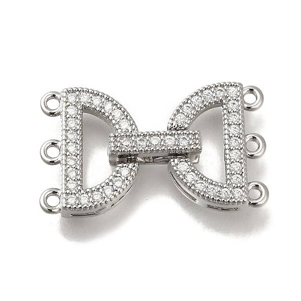Brass Micro Pave Clear Cubic Zirconia Fold Over Clasps
