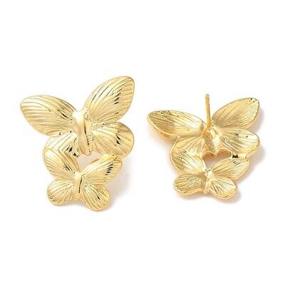 Rack Plating Butterfly Brass Stud Earrings