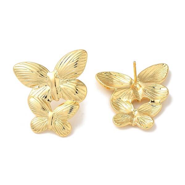 Rack Plating Butterfly Brass Stud Earrings