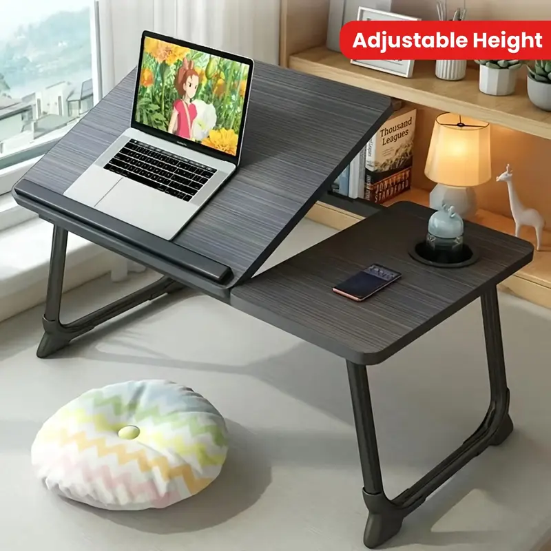 Portable Laptop Table - Adjustable Height Foldable Desk for Home Office, Study, and Reading - Sturdy, Resistant, Multifunctio...